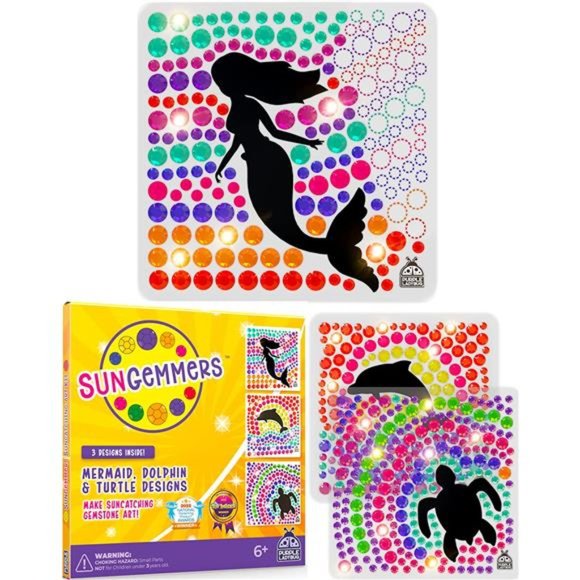 Big Gem Mermaid & Dolphin Diamond Window Art Suncatcher Kit for Kids 6-8 9 10 - Picture 1 of 6